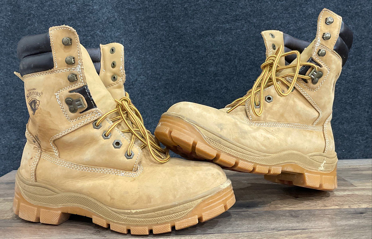 Herman Survivors Tan Men's Leather Lace Up Work Boots Size 9