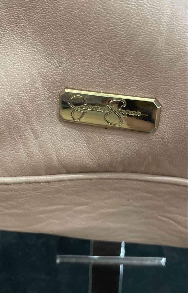 Jessica Simpson Pink Studded Faux Leather Large Tote Bag Gold Hardware