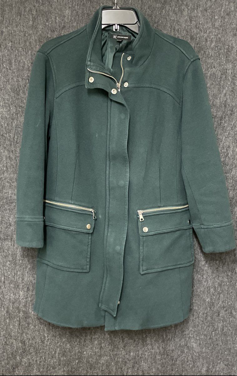 INC International Concepts Women's Green Cotton Full Zip Utility Jacket Sz XL