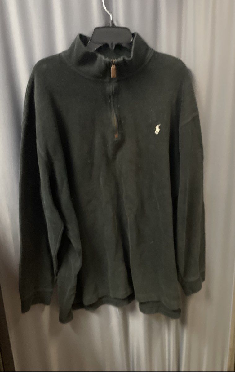 Polo Ralph Lauren Men's Black 1/4 Zip Pullover Mock Neck Pony Logo Sz 2XL Tall