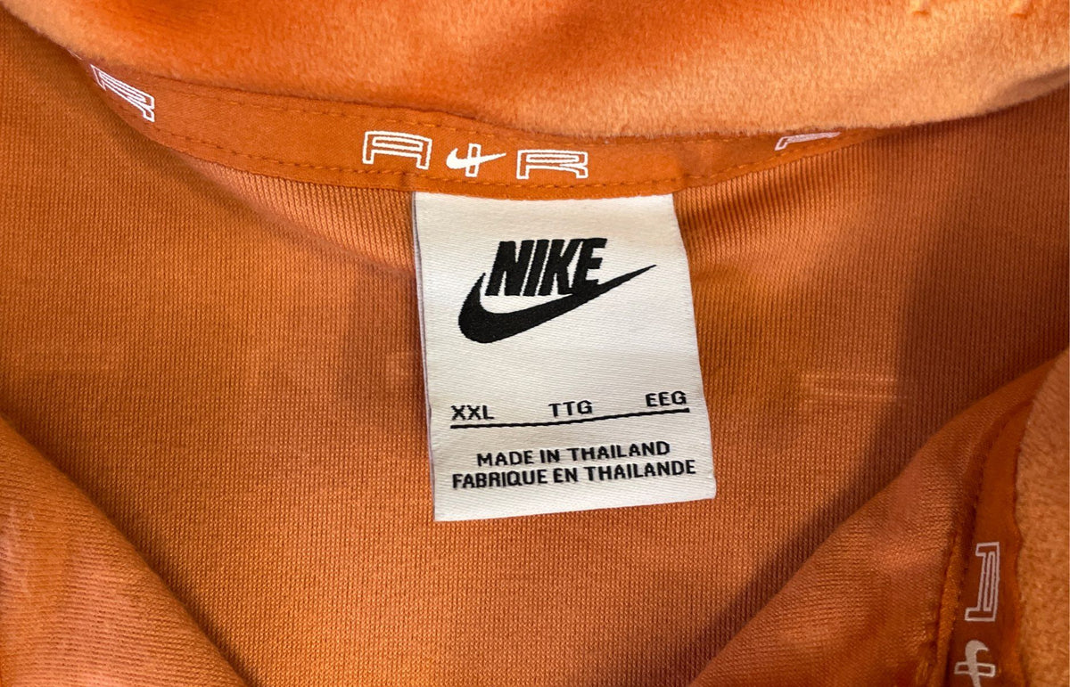 Nike Women's Air Velour Quarter Zip Pullover Jacket Orange Embossed Logo Sz XXL