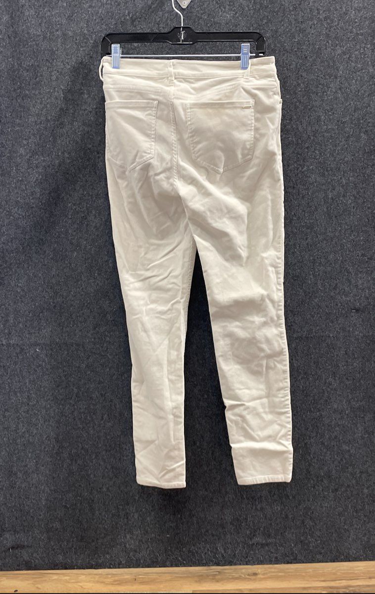 Massimo Dutti Women's White Corduroy Tapered Five-Pocket Stretch Pants Size 8