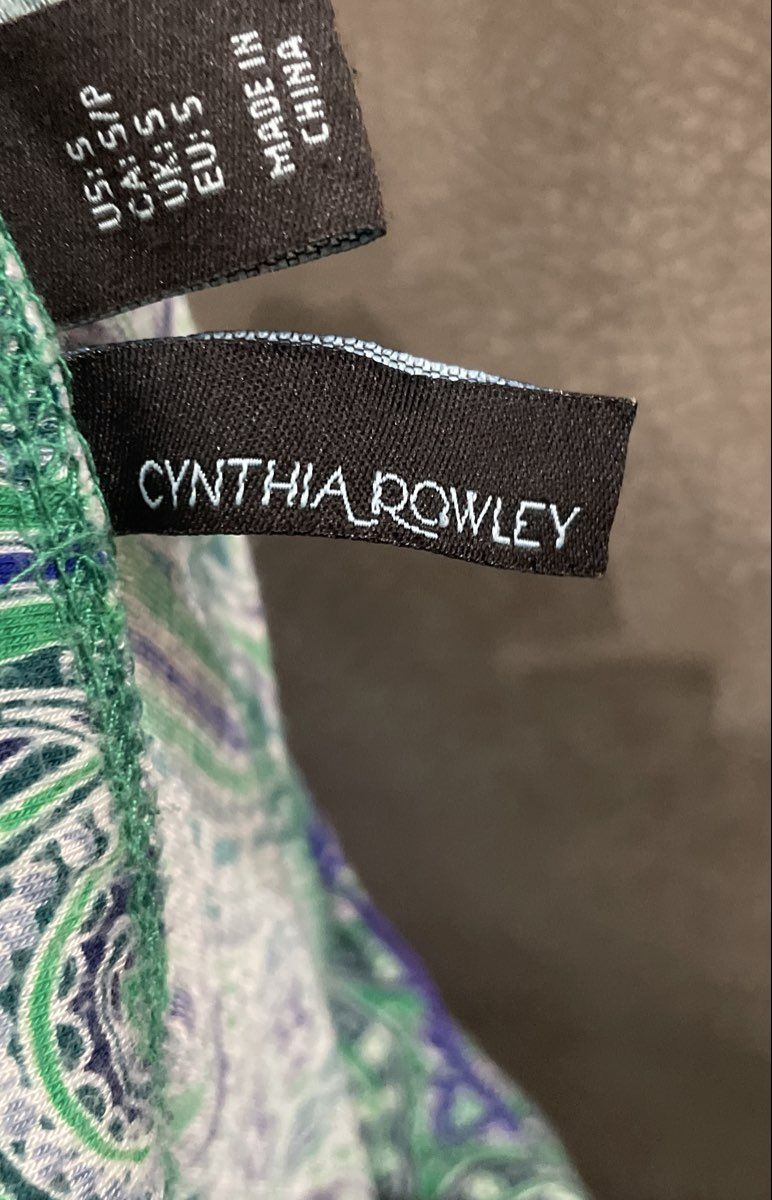 Cynthia Rowley Women's Green Paisley Rayon Blend Stretch Lounge Pants Sz S