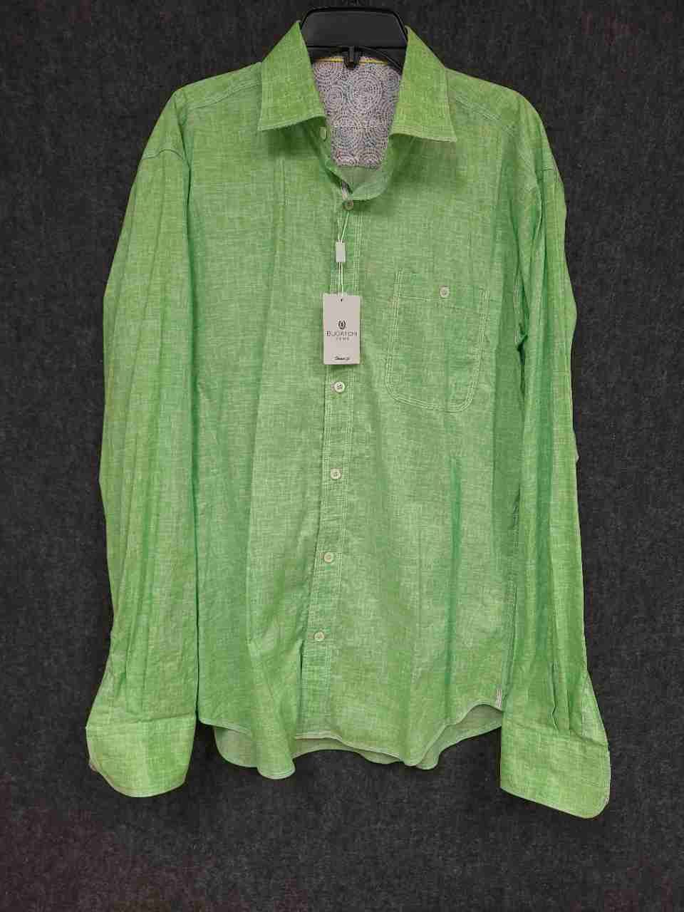 Bugatchi Men's Paradise Green Shaped Fit Cotton Button Down Shirt NWT Sz M