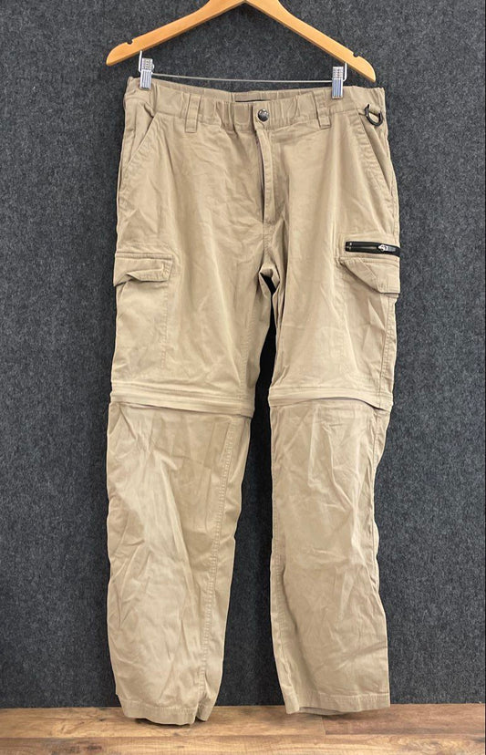 BC Clothing Men's Convertible Cargo Pants Tan Zip Off Hiking Sz L x 32