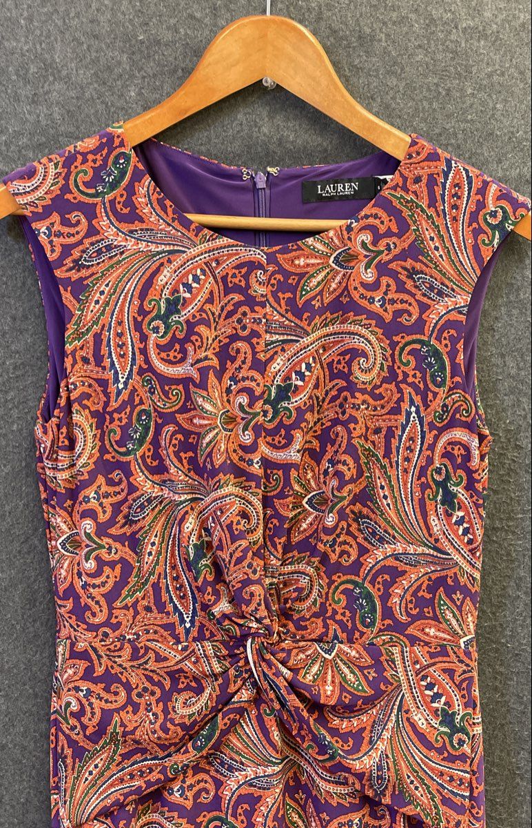 Lauren Ralph Lauren Women's Paisley Twist Front Sleeveless Maxi Dress Size 6