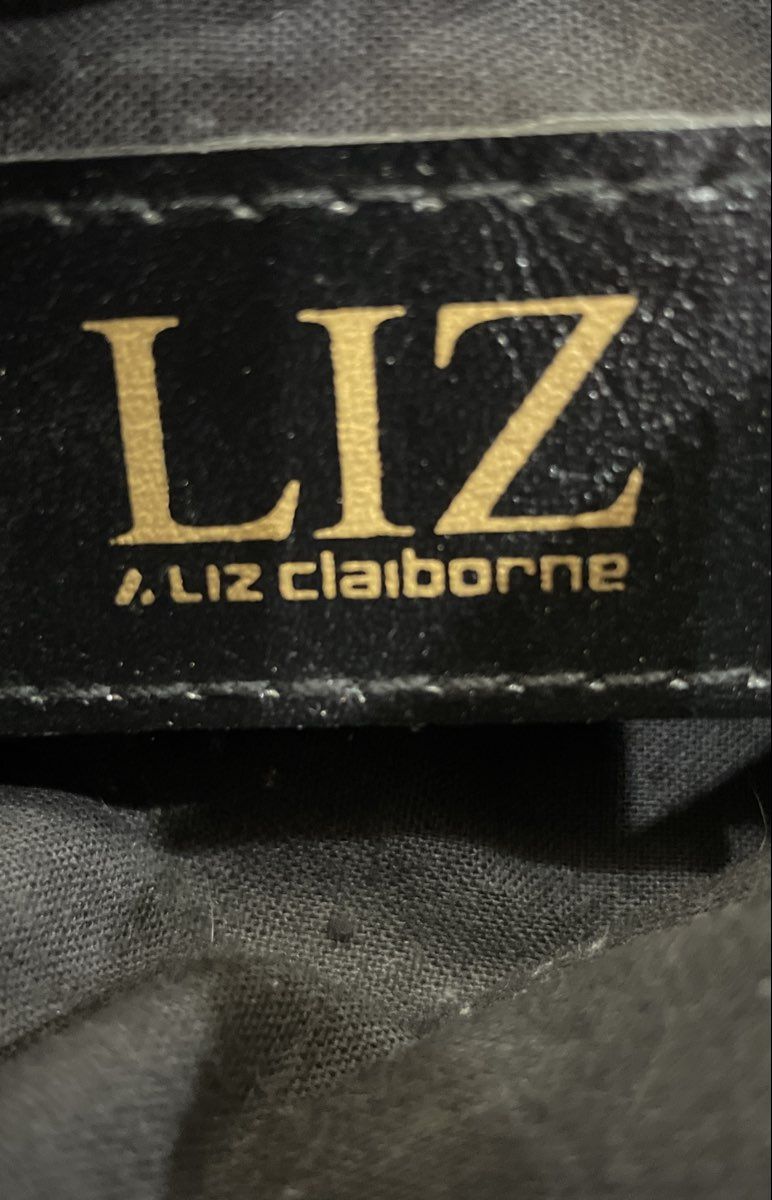 Vintage Liz Claiborne Black Leather Mini Crossbody Bag Gold Hardware