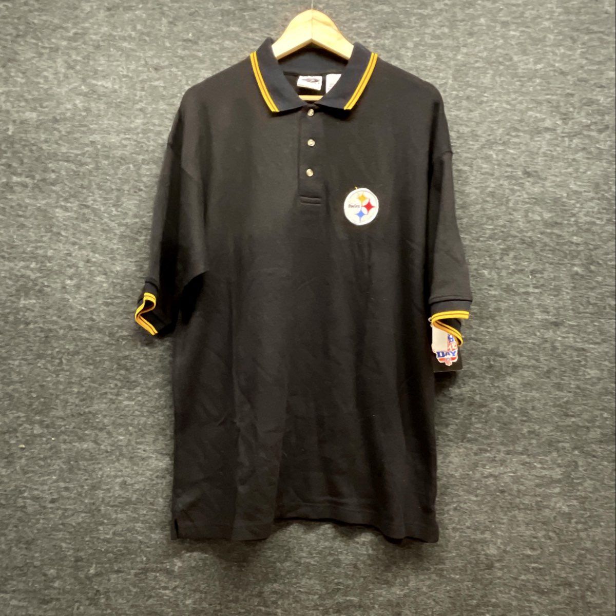 Vintage Y2K The Edge Men's NFL Pittsburgh Steelers Black Polo Shirt NWT Sz L