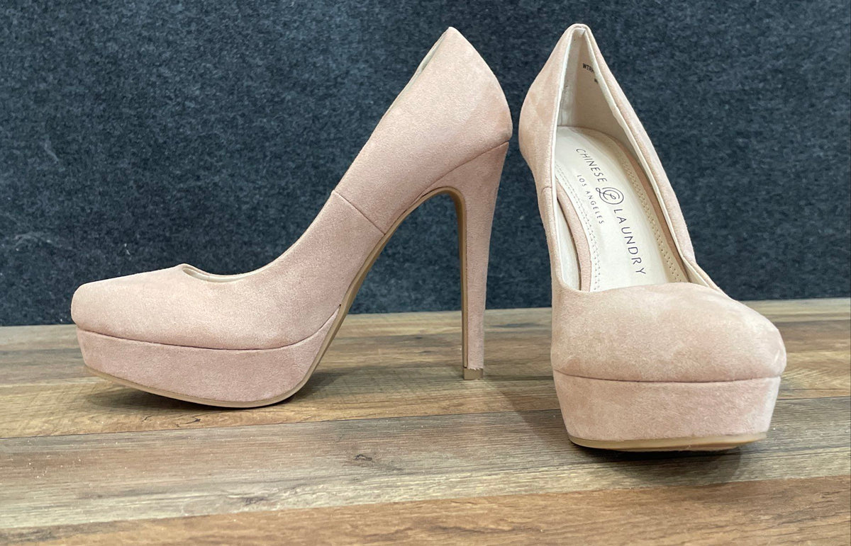Chinese Laundry Pink Faux Suede Platform Stiletto Pumps Women's Size 6.5 M