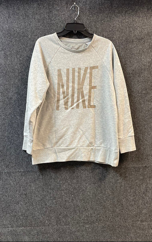 Nike Women's Heather Gray Dri-Fit Raglan Graphic Logo Sweatshirt Sz M