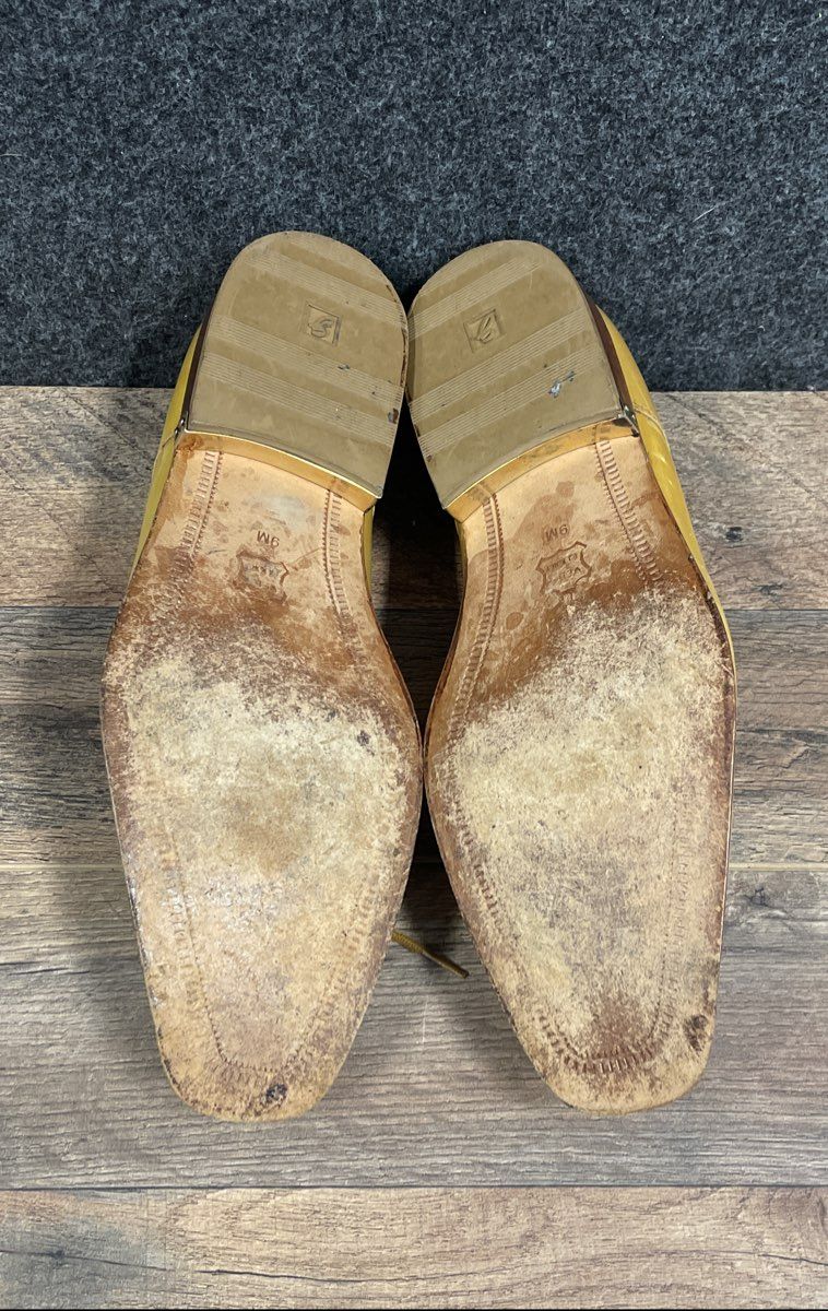 Giorgio Brutini Yellow Leather Bicycle Toe Derby Dress Shoes Men's Size 9M