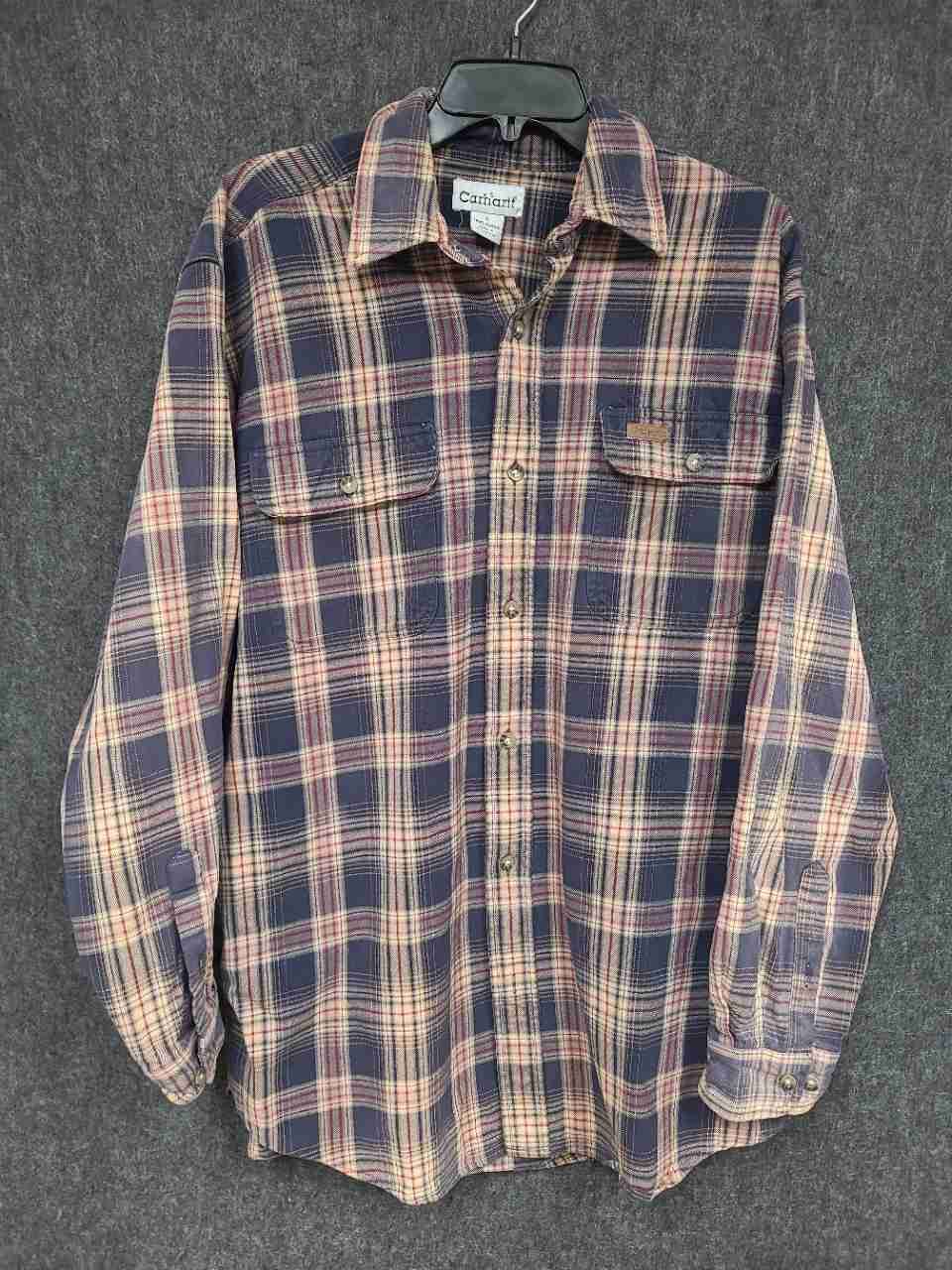 Carhartt Men's Plaid Long Sleeve Button Down Cotton Work Shirt Sz L