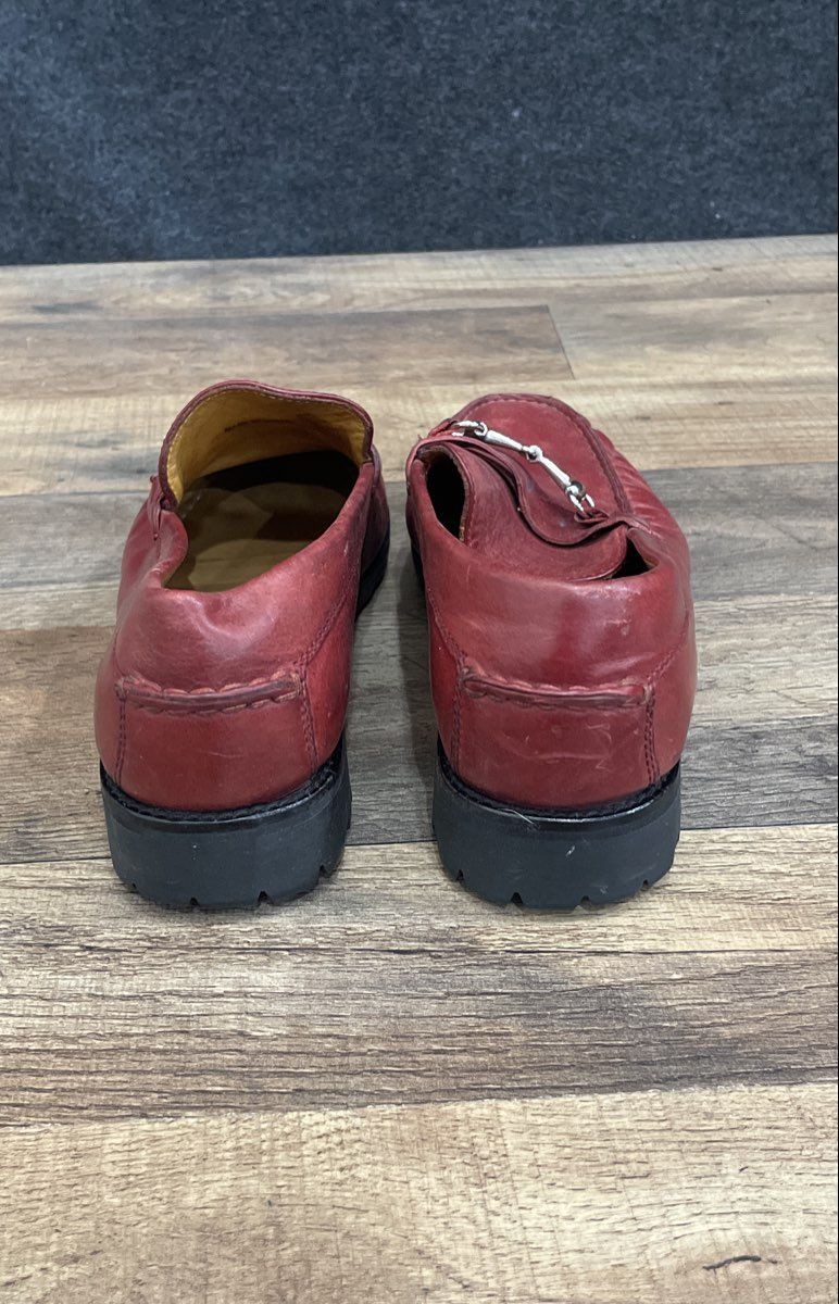 Cole Haan D21514 Red Leather Silver Horsebit Lug Sole Loafers Women's Size 6.5 B