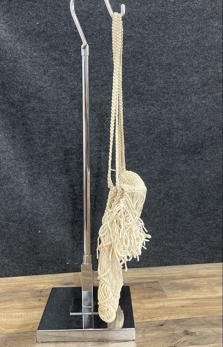 Cream White Macrame Woven Fringe Boho Shoulder Bag Crossbody Purse