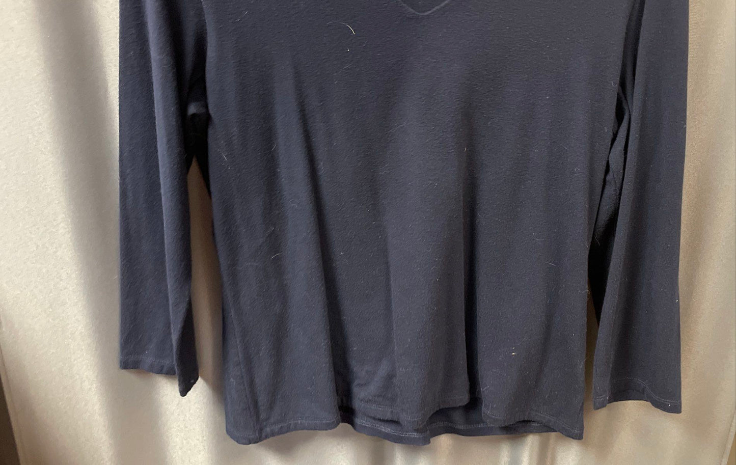 Lauren Ralph Lauren Women's Navy Blue V-Neck Rayon Spandex Stretch Top Sz L