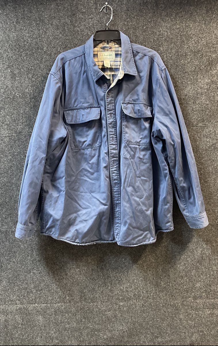 L.L. Bean Men's Blue Flannel Lined Hurricane Shirt Jacket Traditional Fit Sz XL