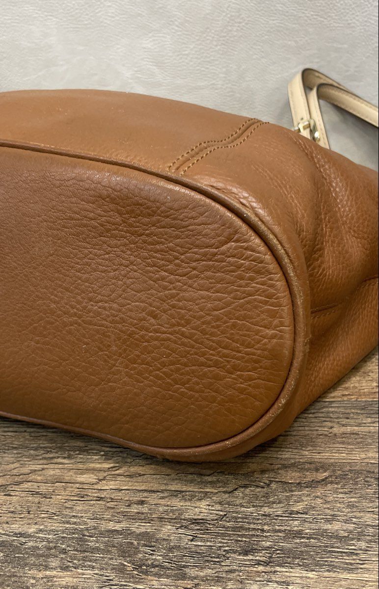 Michael Kors Brown Pebbled Leather Tote Bag Gold Hardware Medium