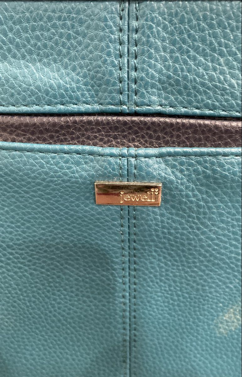 Jewell Teal Pebbled Tote Bag and Polka Dot Wallet Set Lot of 2