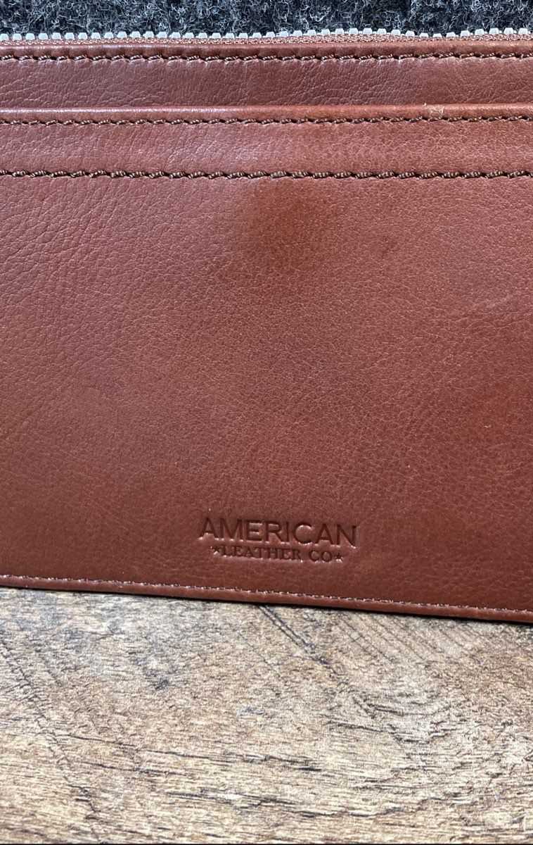 American Leather Co Cordovan Brown Bristow CC Zip Wallet Wristlet NWT RFID