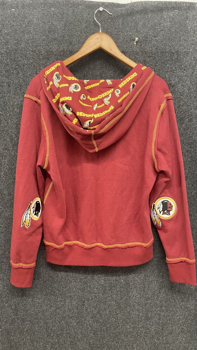 Touch by Alyssa Milano Women's Redskins V-Neck Hoodie Burgundy Graphics Sz XL