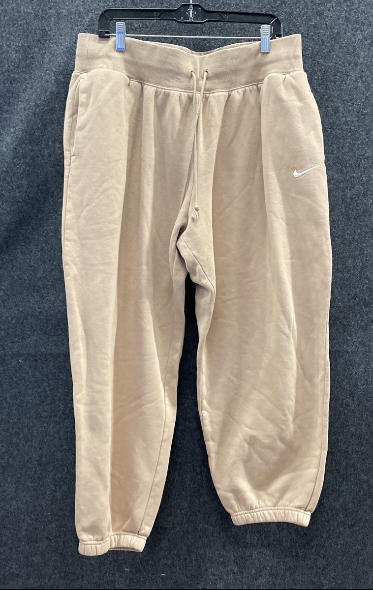Nike Men's Beige Fleece Lined Joggers Drawstring Waist Embroidered Swoosh Sz XL