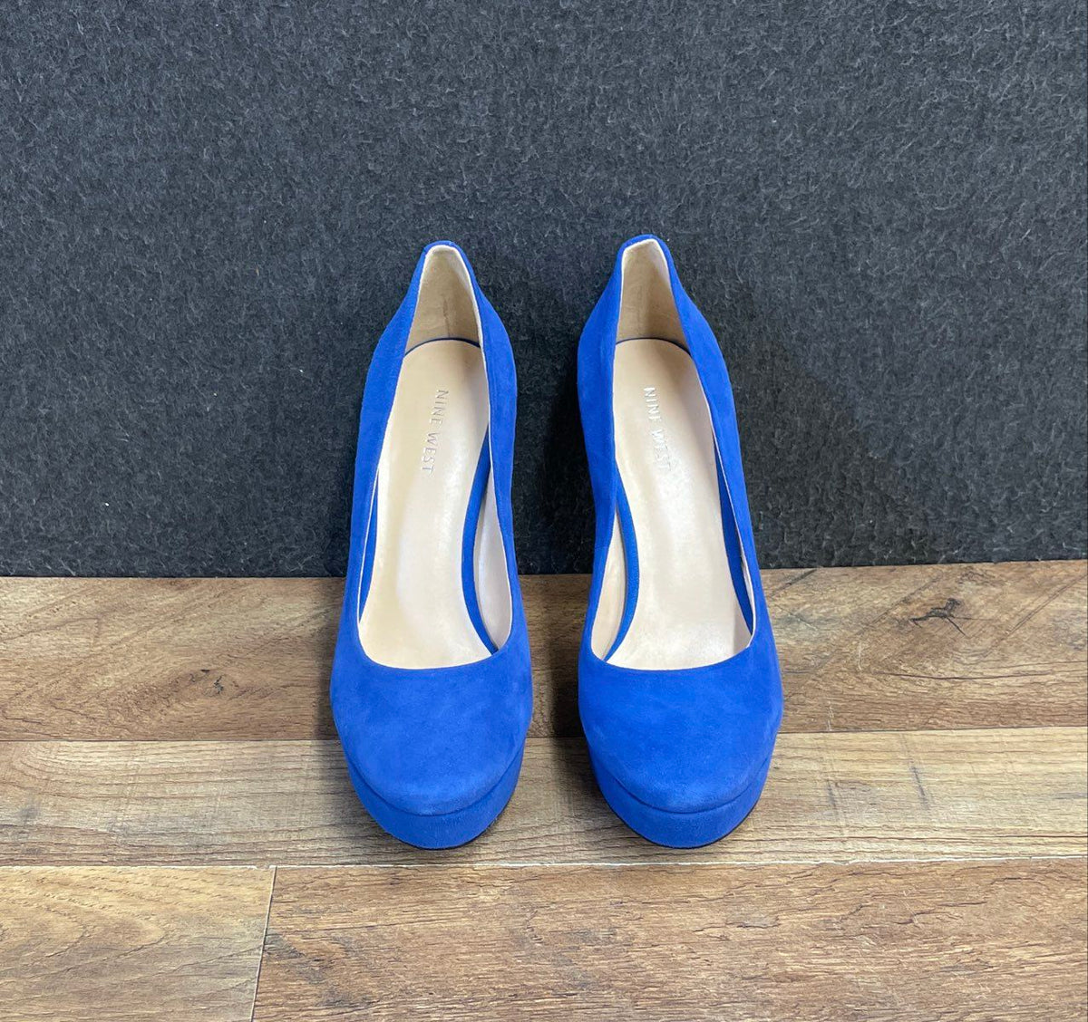 Nine West Antonia Royal Blue Suede Platform Pump Heels Women's Size 8M