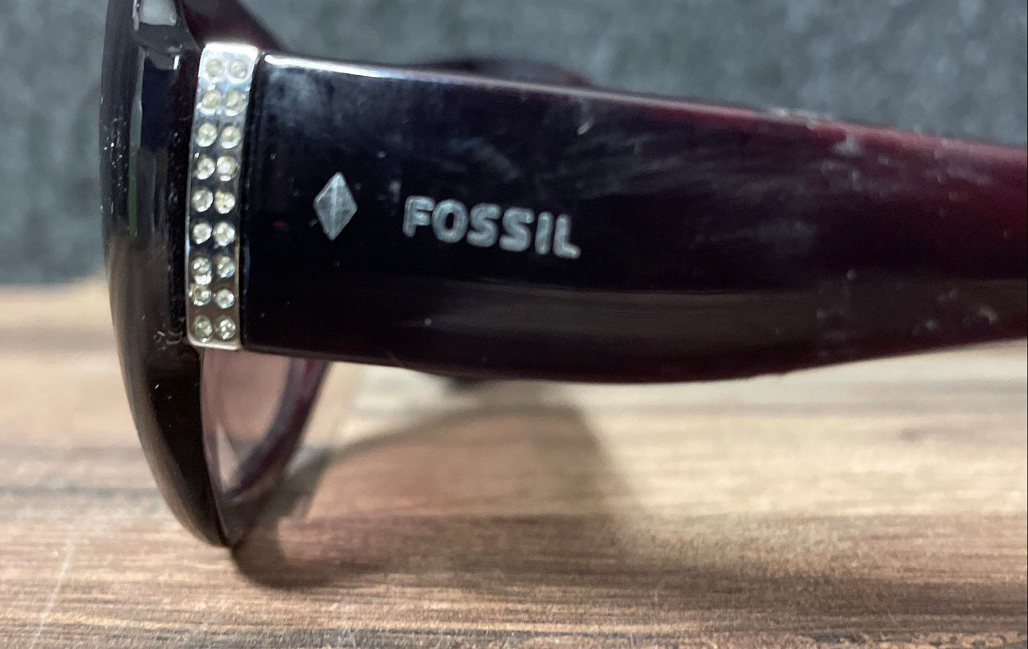 Fossil Women's Sunglasses Burgundy Oversized Rhinestone Accent