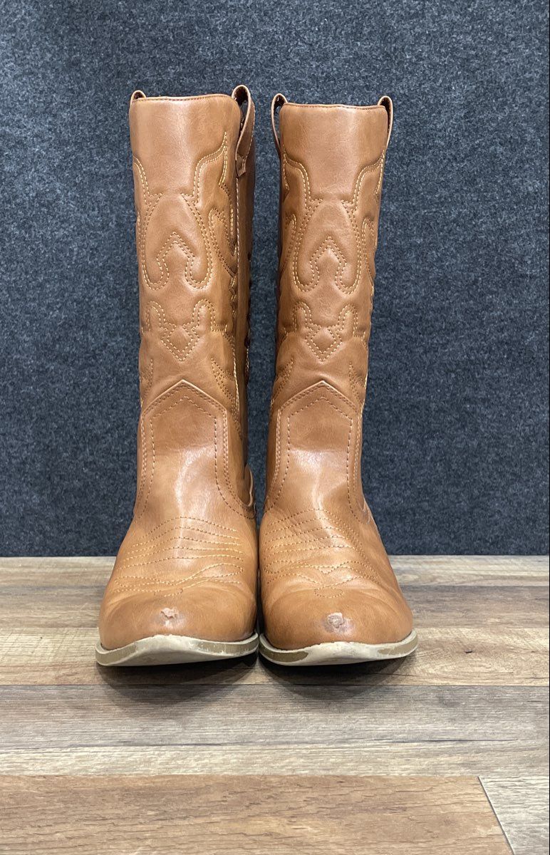 Dream Pairs Brown Faux Leather Western Cowboy Boots Women's Size 8.5