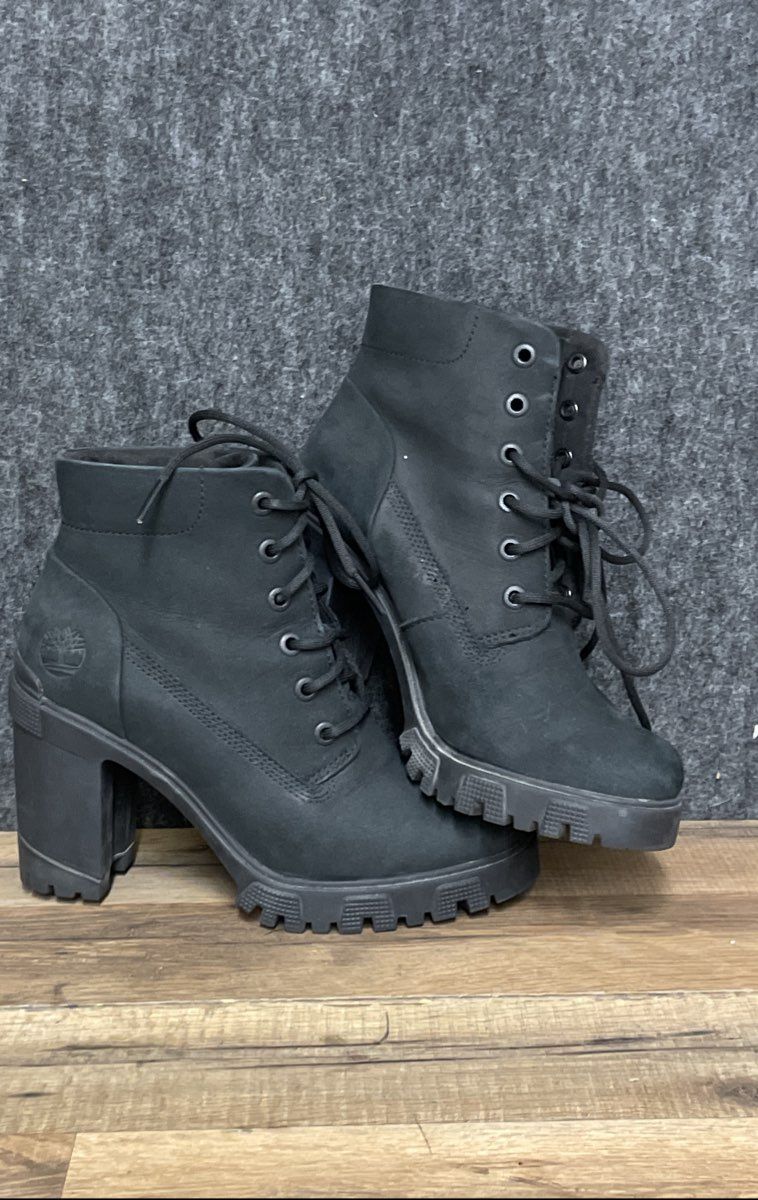 Timberland Lana Point Women's Black Nubuck Heeled Lace-up Boots Size 6.5