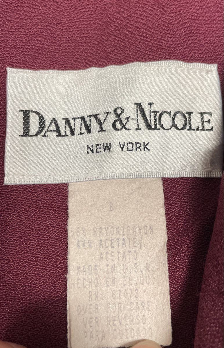 Vintage 90s Danny & Nicole Women's Burgundy Velvet Collar Coat Dress Sz 8