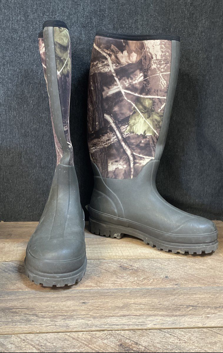 RedHead Camo Grey Waterproof Rubber Hunting Boots Men's Size 8