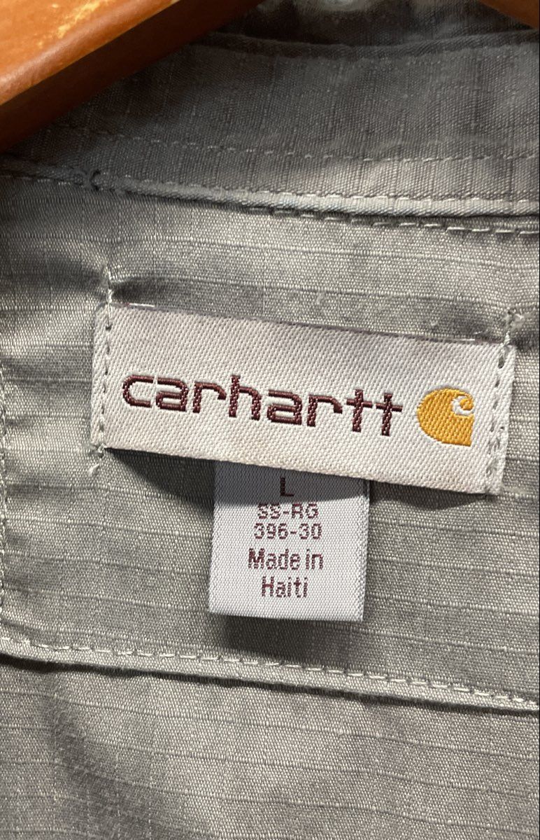 Carhartt Men's Grey Force Ridgefield Ripstop Utility Short Sleeve Shirt Sz L