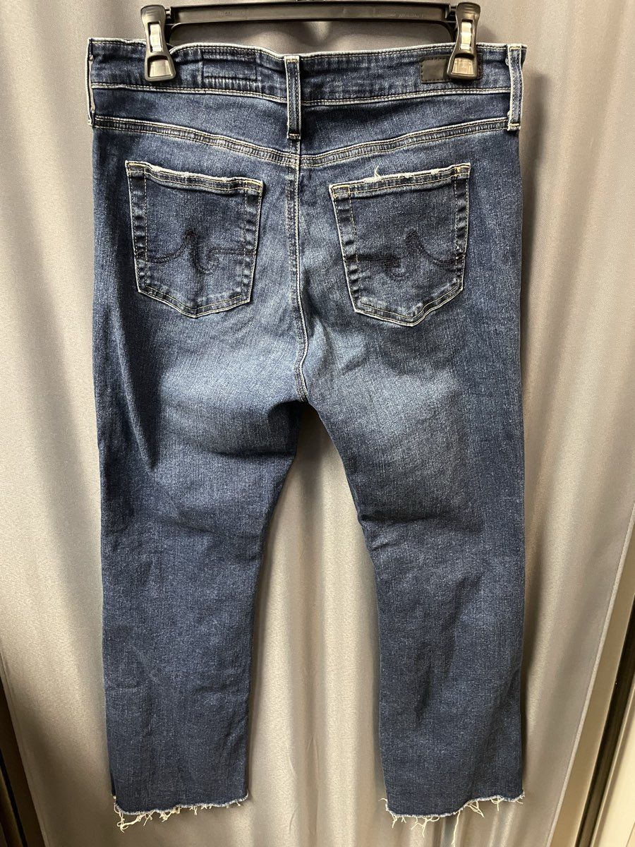AG Adriano Goldschmied Farrah Boot Crop Mid-Rise Raw Hem Jeans Size 29