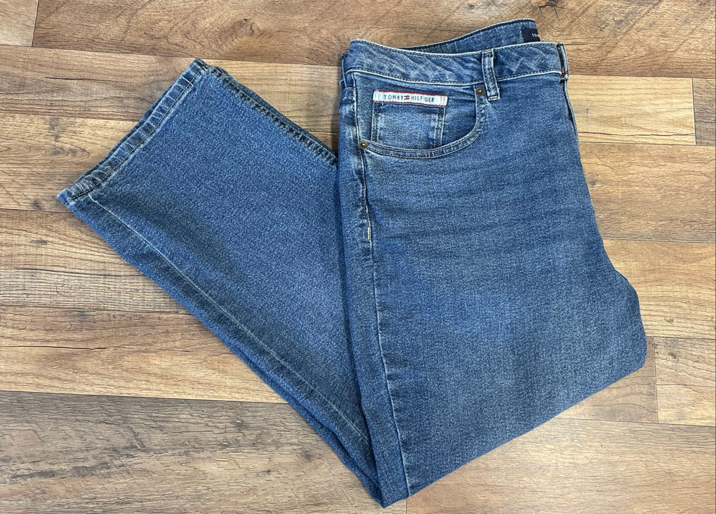 Tommy Hilfiger Women's Blue Straight Leg High Rise Stretch Denim Jeans Sz 16P