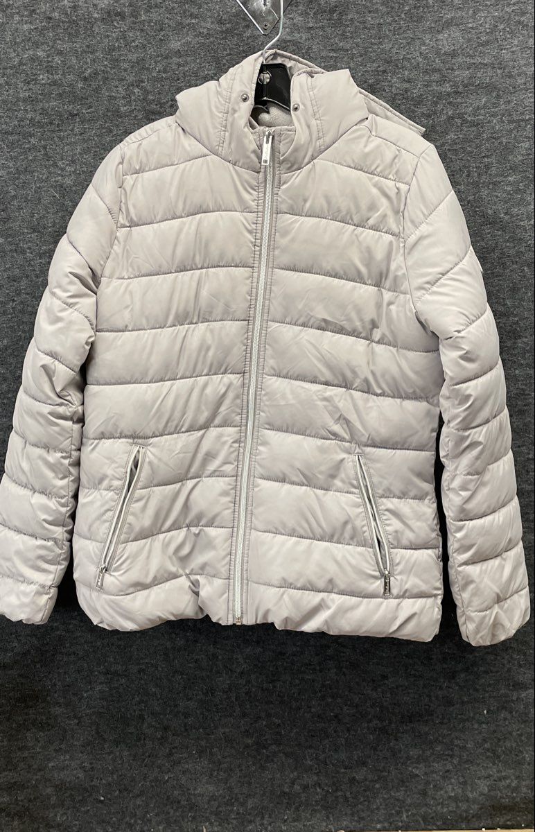 Hollister Women's Gray Sherpa Lined Hooded Puffer Jacket Sz M