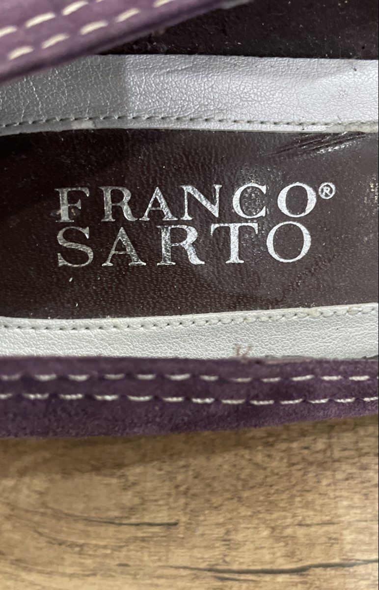Franco Sarto Balzar Purple Suede Square Toe Bow Pumps Heels Women's Size 7.5