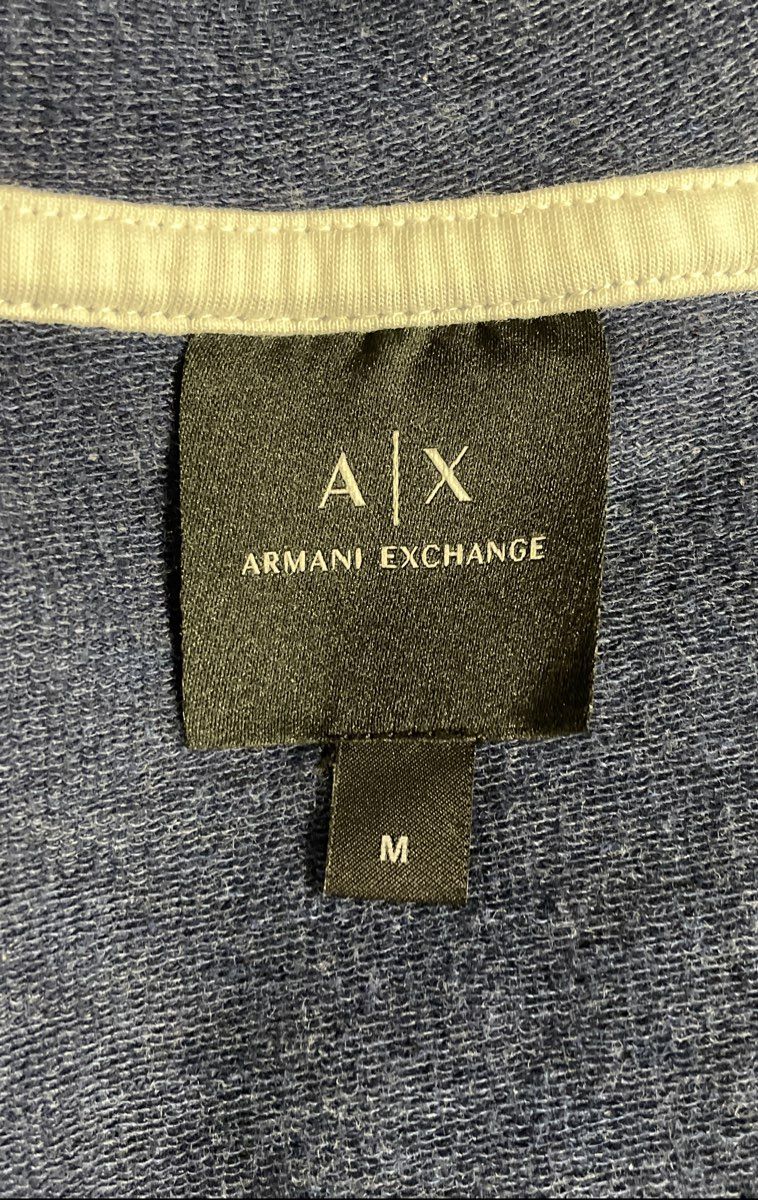 Armani Exchange Men's Blue Logo Tape Full Zip Hoodie Sweatshirt Sz M