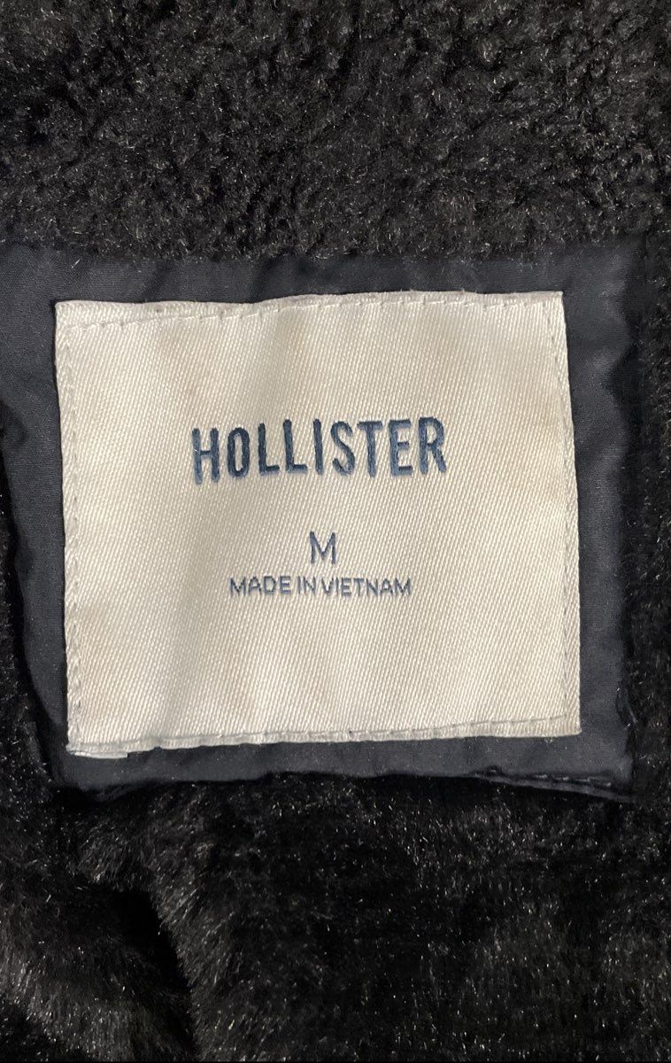 Hollister Women's Black Quilted Hooded Puffer Winter Coat Faux Fur Lined Sz M