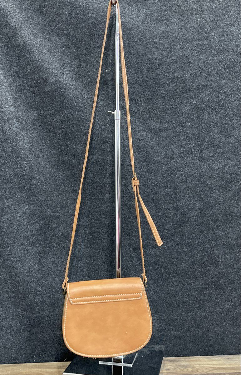 Universal Thread Brown Leather Crossbody Saddle Bag Purse Contrast Stitching