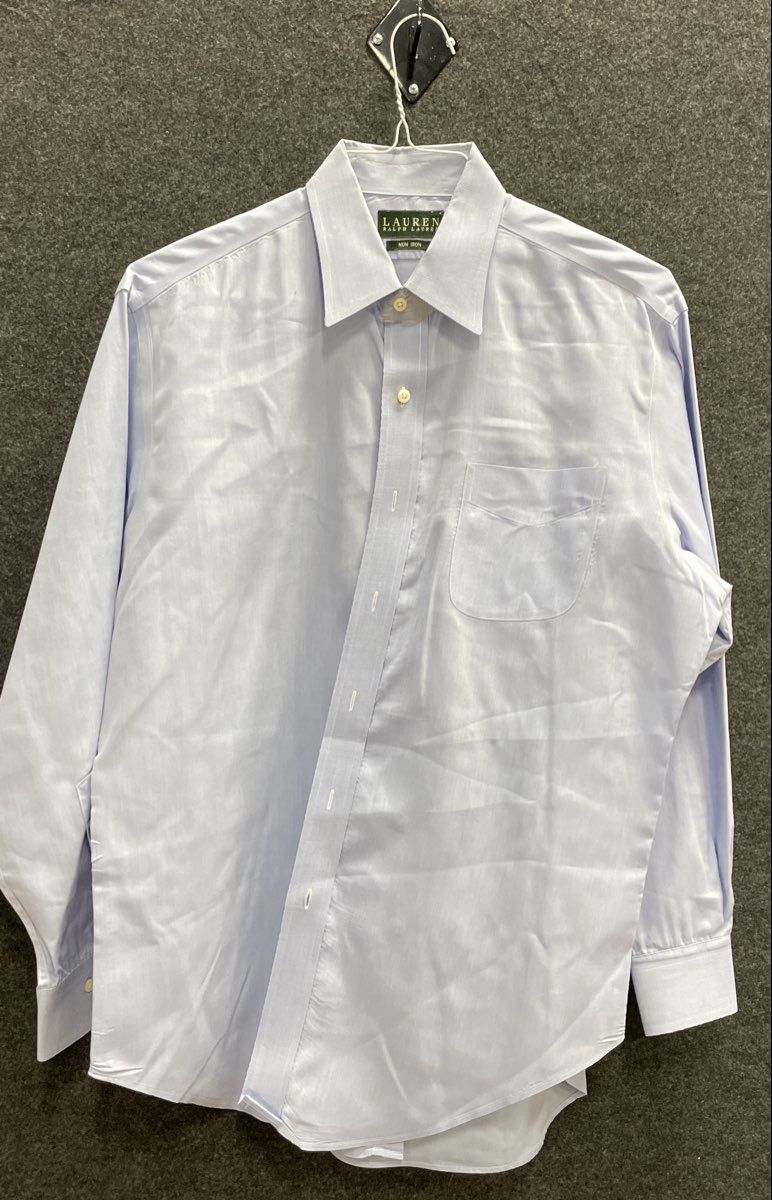 Lauren Ralph Lauren Men's Dress Shirt Light Blue Non-Iron Cotton Sz 16 32/33