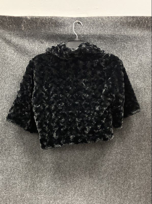 Takara Women's Black Faux Fur Cropped Jacket Bolero Shrug Evening Coat Size S