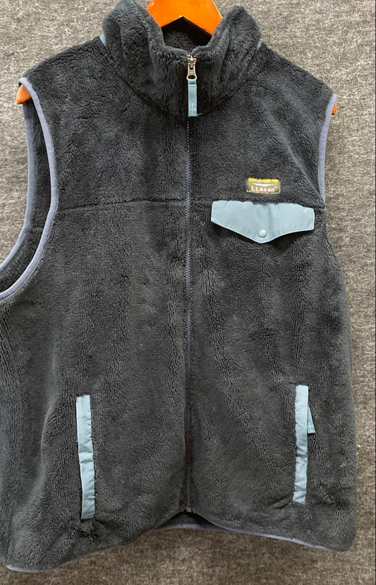 L.L. Bean Men's Gray Mountain Pile Fleece Full Zip Vest