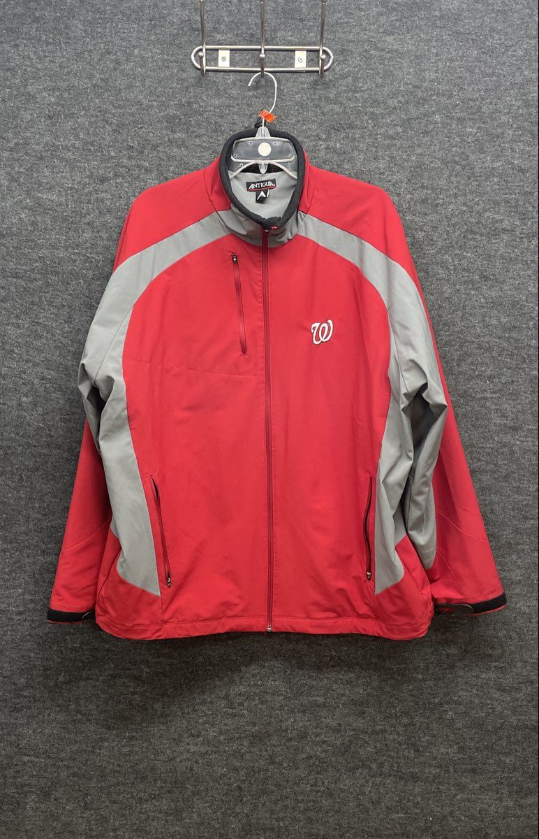 Antigua Men's Washington Nationals MLB Red Gray Full Zip Jacket Sz XL