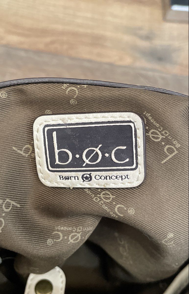 b.o.c. Born Concept Off White Faux Leather Crossbody Bag Brass Hardware