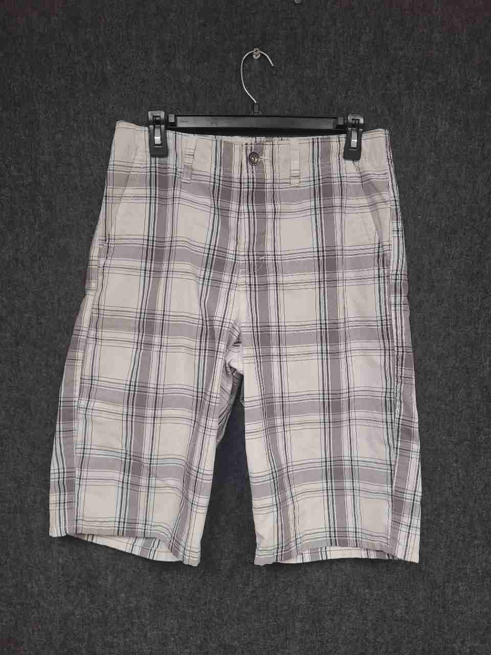 Tony Hawk Men's Grey White Plaid Flat Front Skate Shorts Size 30