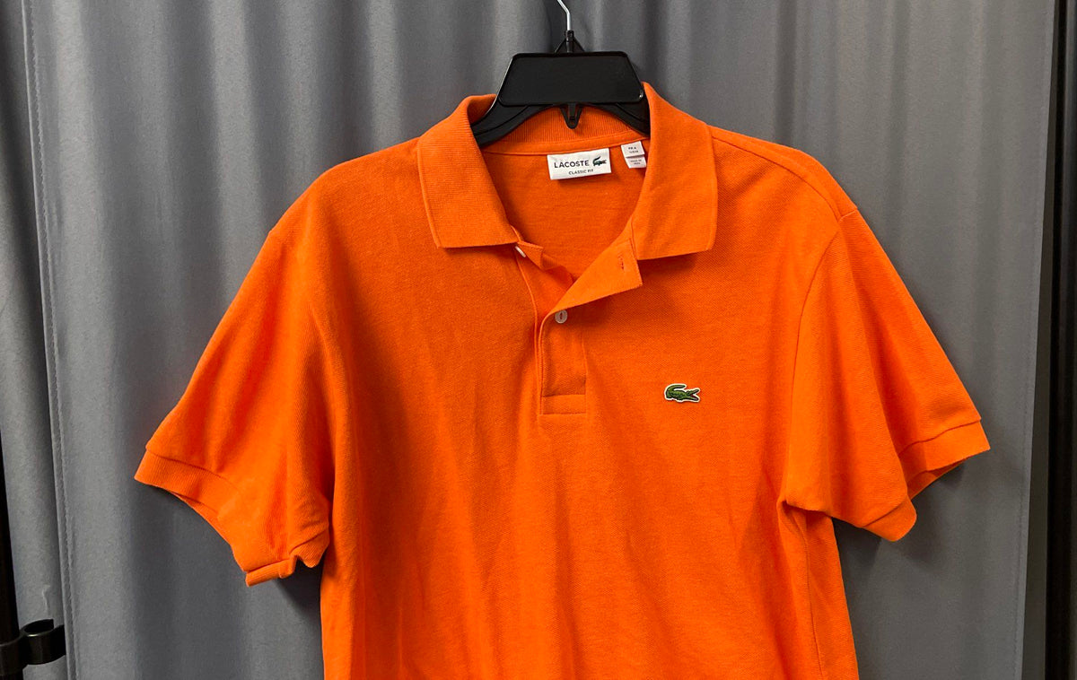 Lacoste Men's Orange L.12.12 Classic Fit Pique Short Sleeve Polo Shirt Sz M