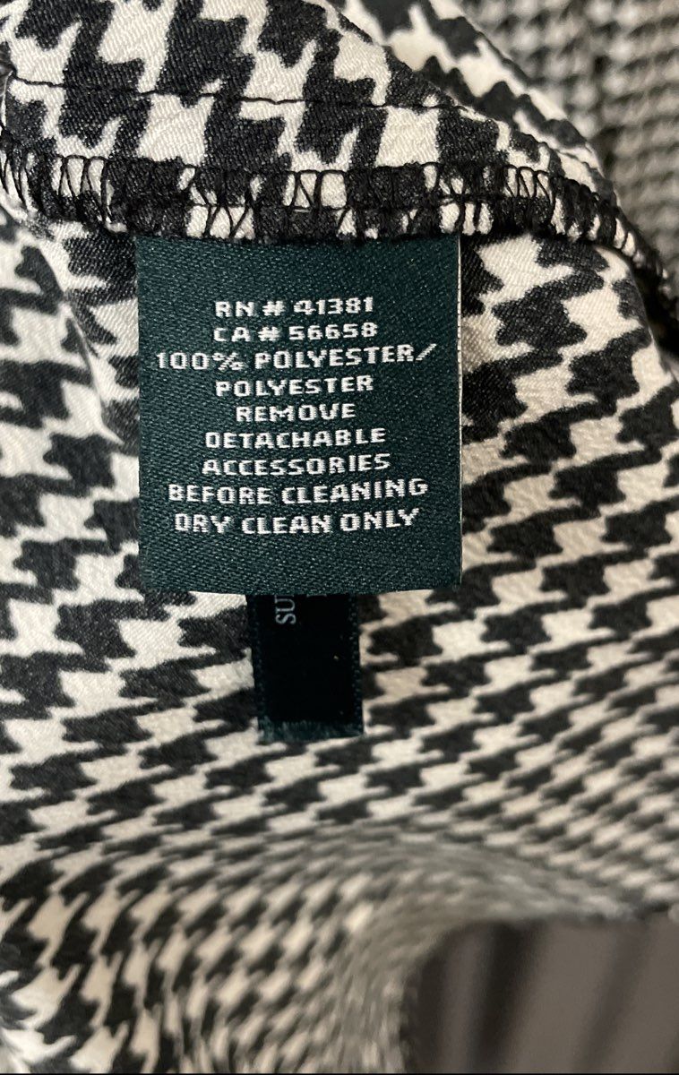 Lauren Ralph Lauren Women's Black White Houndstooth Pockets Shirtdress Sz 10