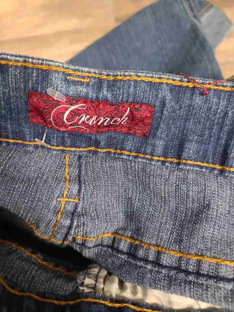 Crunch Women's Vintage Y2K Blue Denim Capri Cropped Jeans Cuffed Sz 16 NWT