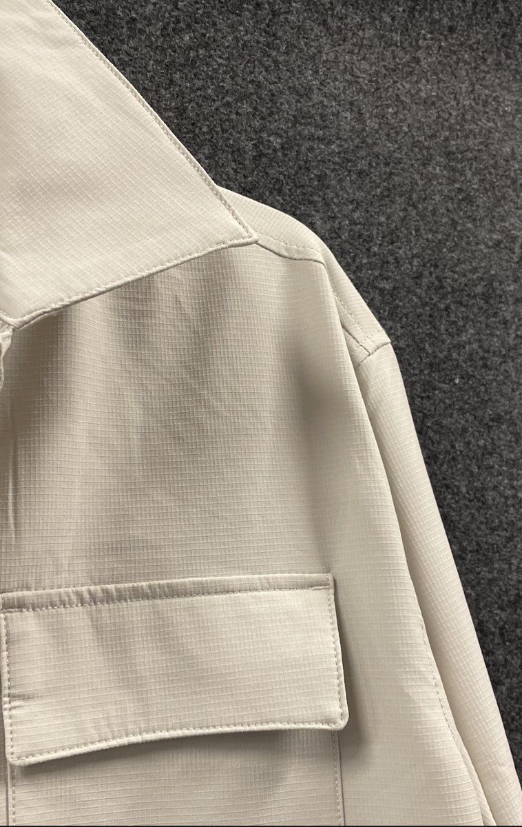 Tahari Women's Sand Snap Front Utility Shirt Jacket Grid Texture NWT Size M