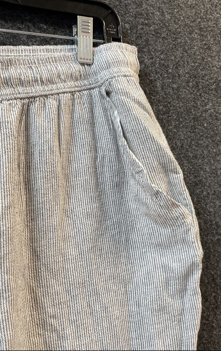 Briggs Women's Linen Blend Striped Wide Leg Drawstring Pants Sz XL